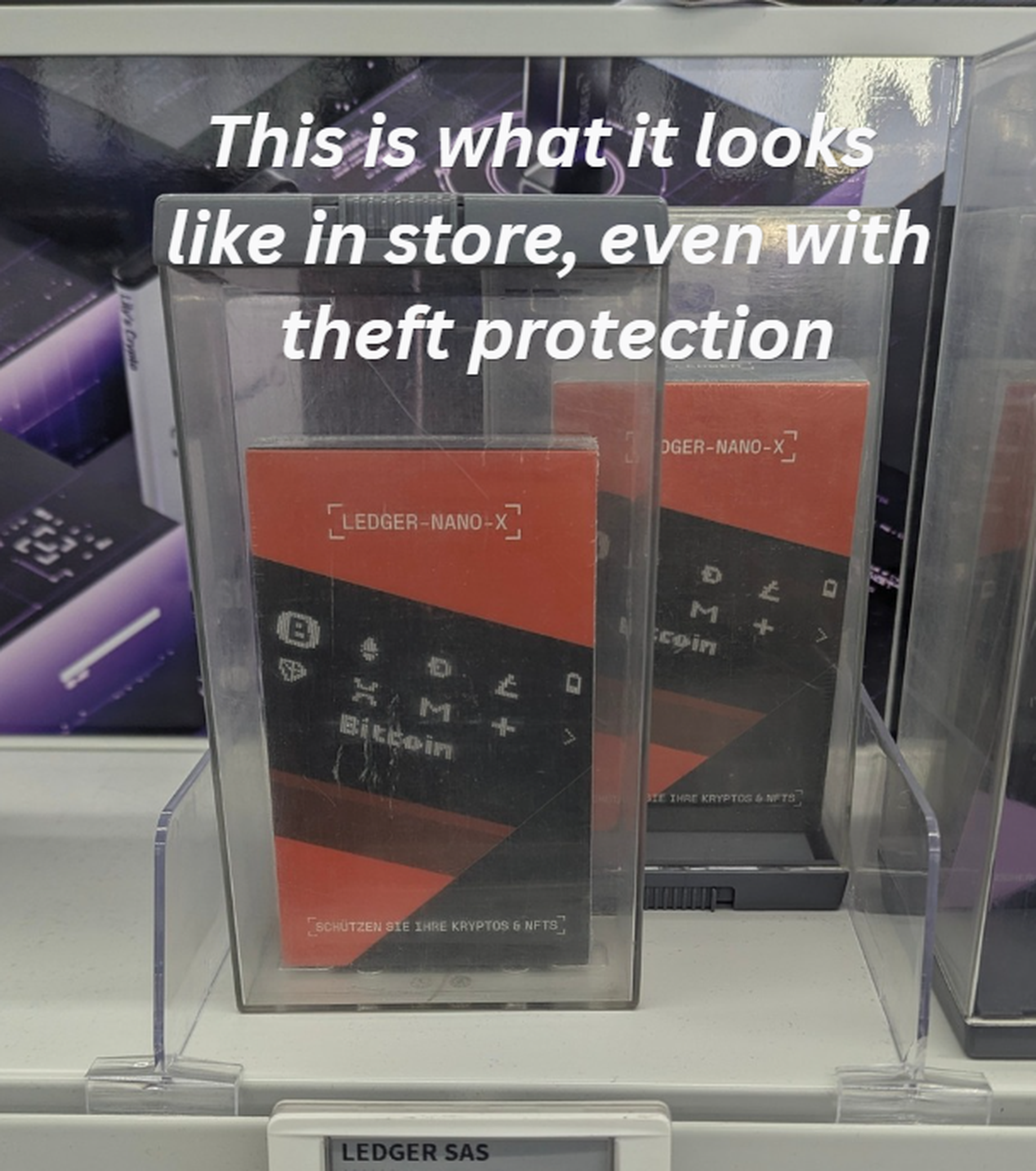 Ledger Nano X on display at a MediaMarkt store (source: Johannes on X)
