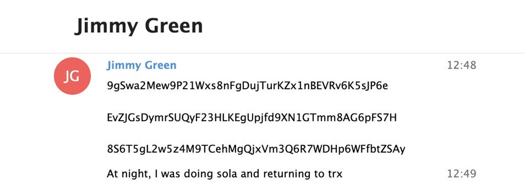 Three Solana addresses shared by Jimmy (source: ZachXBT)