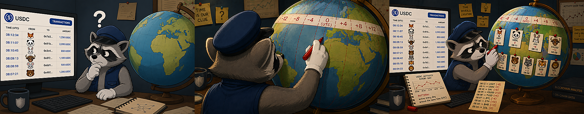 What time zones the users of the largest stablecoins live in