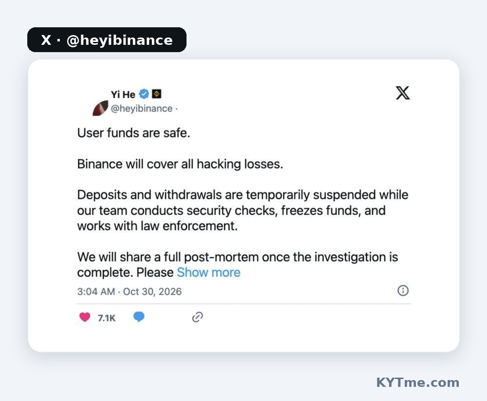 Yi He: a Binance vai cobrir todas as perdas
