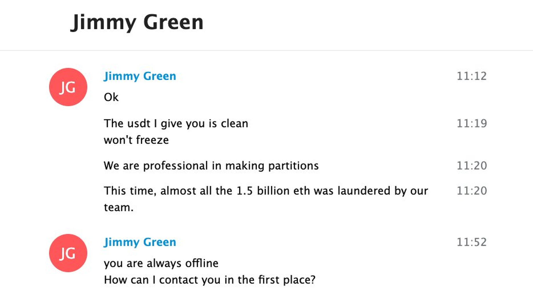 «Almost all the 1.5 billion eth was laundered by our team» (source: ZachXBT)
